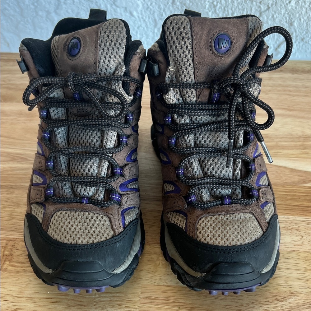 Merrell Brown and Purple Athletic Hiking Shoes - Picture 2 of 16